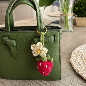 Handmade Crochet Strawberry Keychain and Bag Charm